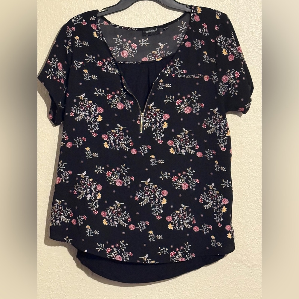 Tempted Black Floral Blouse